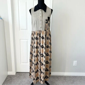 Vintage Randy Pantel Patchwork Breezy Flowy Sleeveless Midi Dress Made in Canada